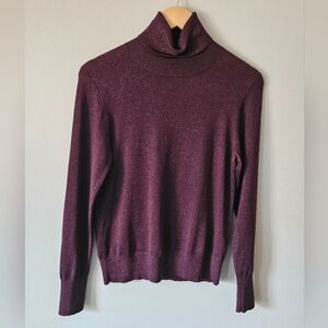 Purple kate spade rib-knit turtleneck sweater (S)